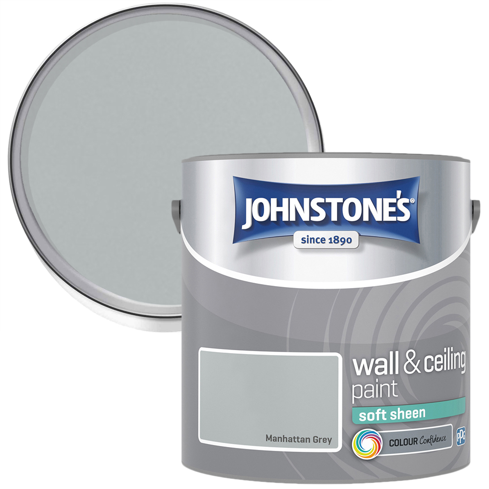 Johnstone's Walls & Ceilings Manhattan Grey Soft Sheen Paint 10L Image 1