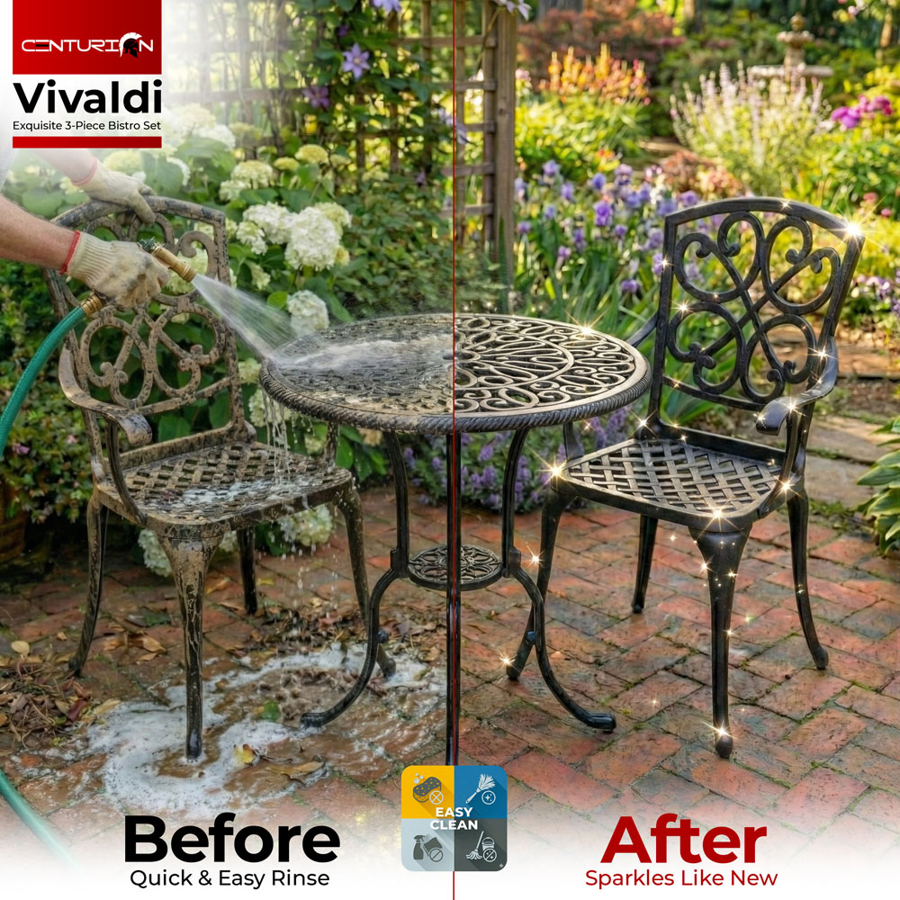 Centurion Vivaldi 2 Seater Black Aluminium Garden Bistro Set Image 6