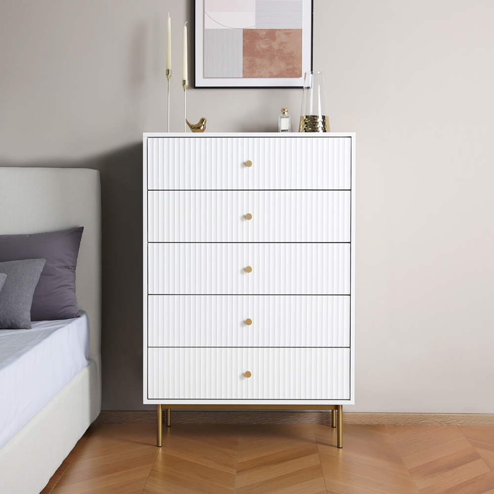 Devon 5 Drawer White Chest of Drawers Image 3