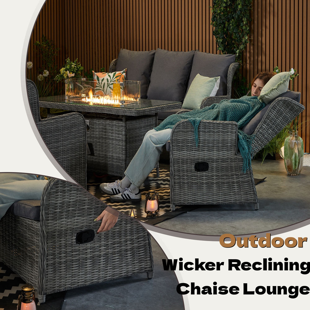 Furniture One 6 Seater Rattan Garden Furniture with Fire Pit Table Image 6