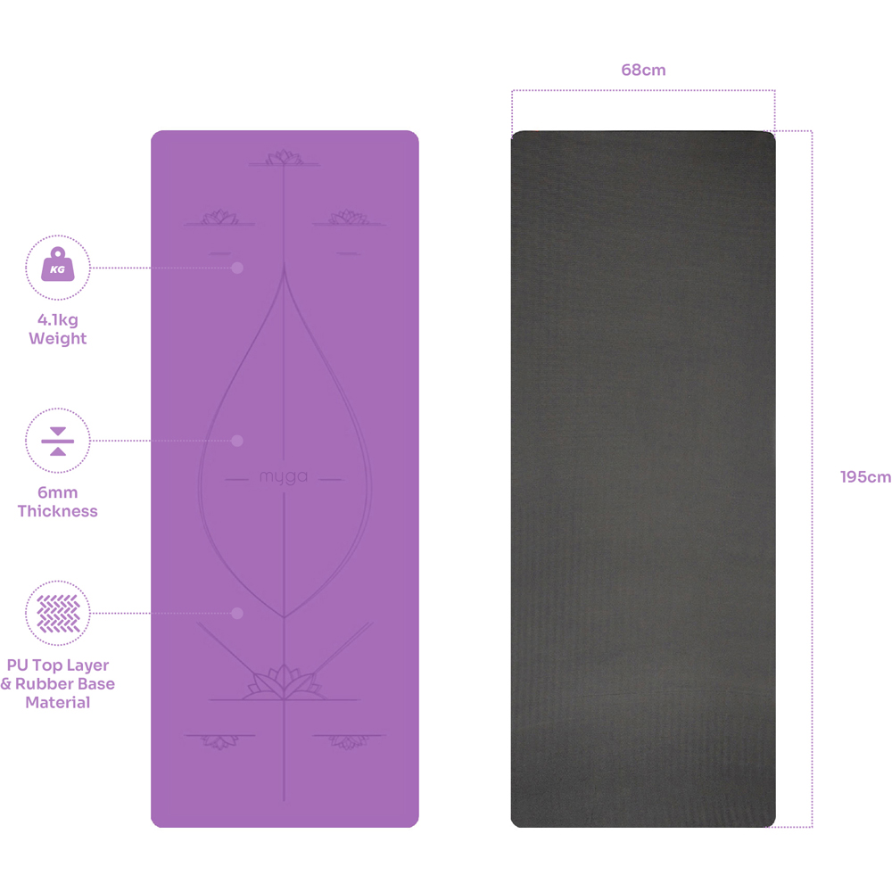 Myga Purple Alignment Yoga Mat XL Image 4