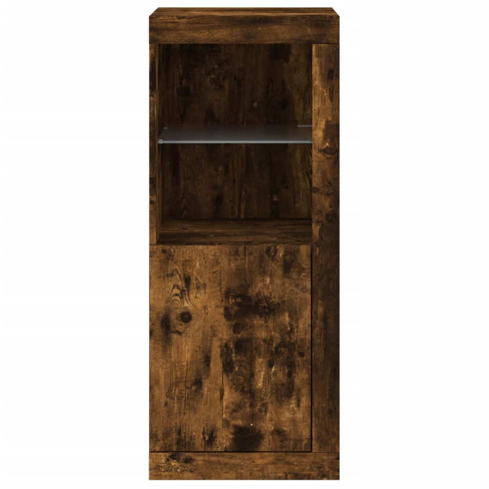 vidaXL Single Door 2 Shelf Smoked Oak Sideboard with RGB LED Lights Image 6