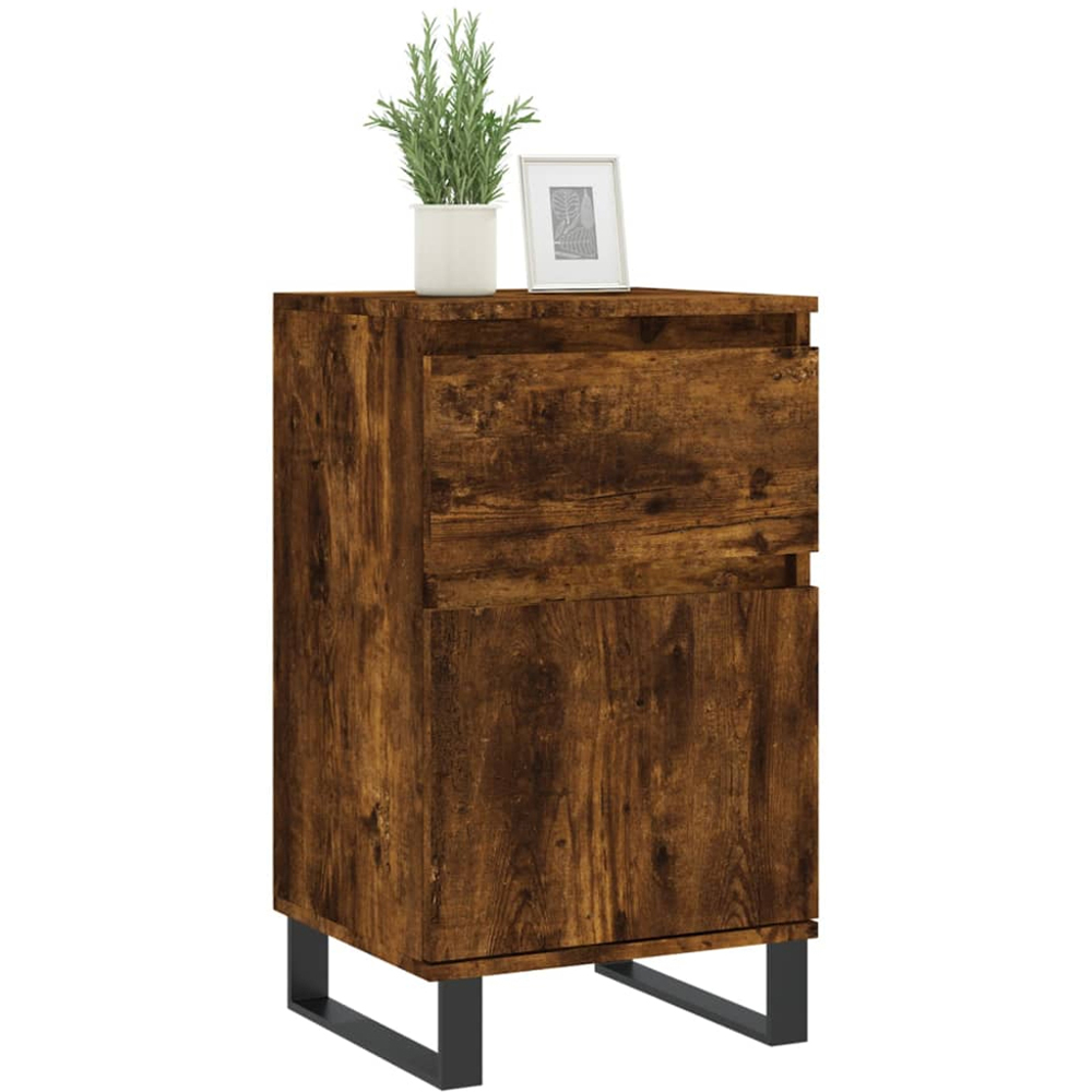 vidaXL Single Door Single Drawer Smoked Oak Sideboard Image 3
