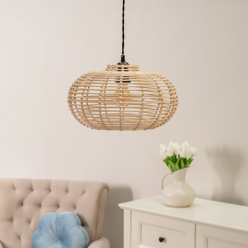 ValueLights Easy Fit Romy Natural Rattan Pendant Lamp Shade Image 2
