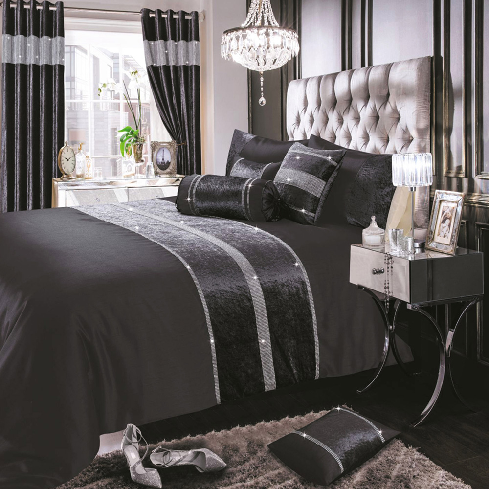 Intimates Topaz King Size Charcoal Crushed Velvet Duvet Set Image