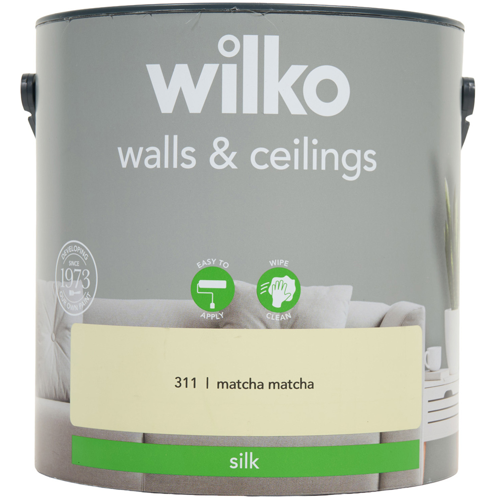 wilko Walls and Ceilings Silk Emulsion Paint Matcha Matcha Image 2