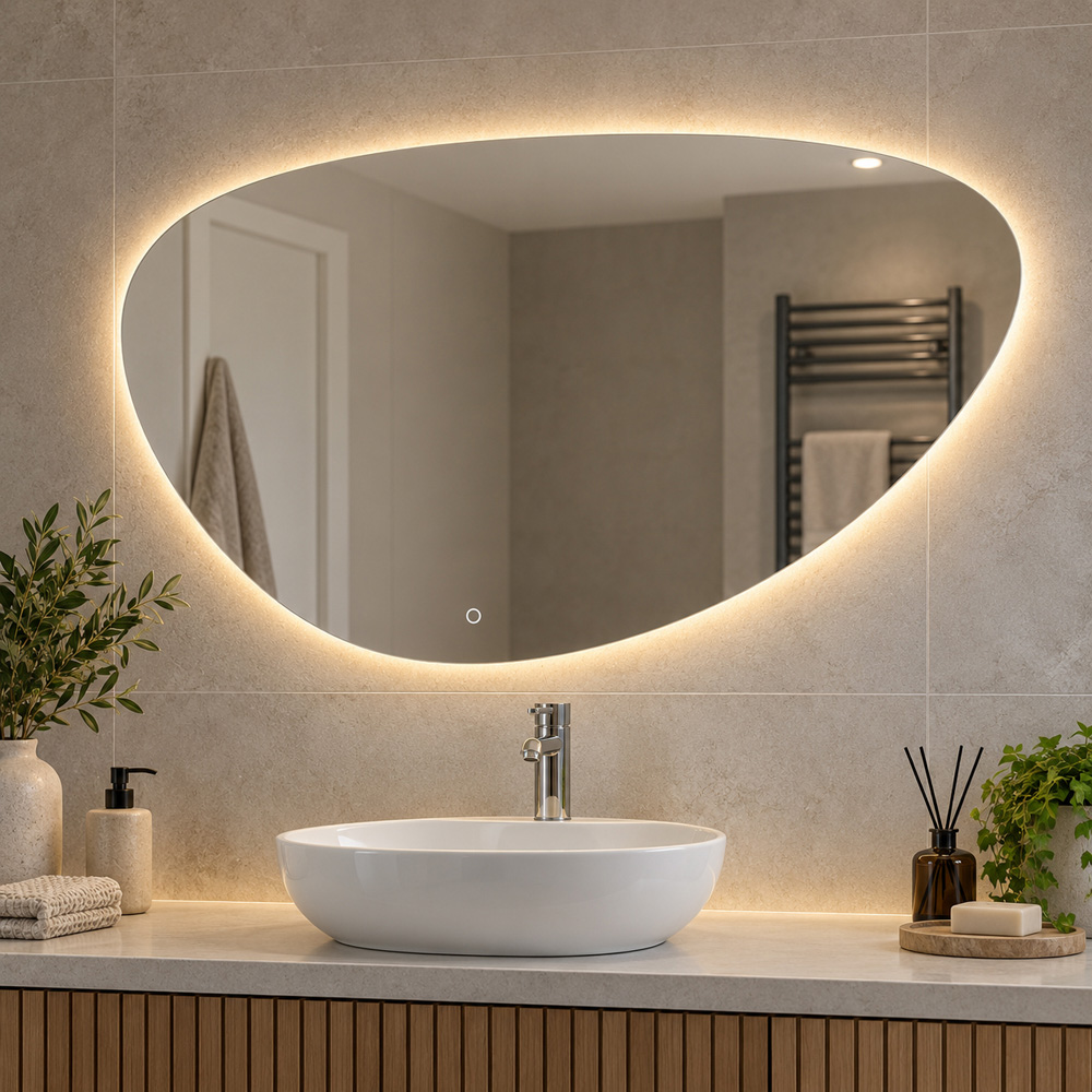 Go Bathrooms Aria LED Pebble Backlit Vanity Mirror 1200 x 687mm Image 3