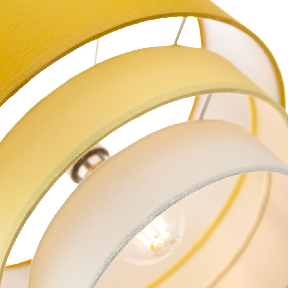 Happy Homewares 3 Tier Ochre and Mustard Cotton Round Pendant Shade Image 5