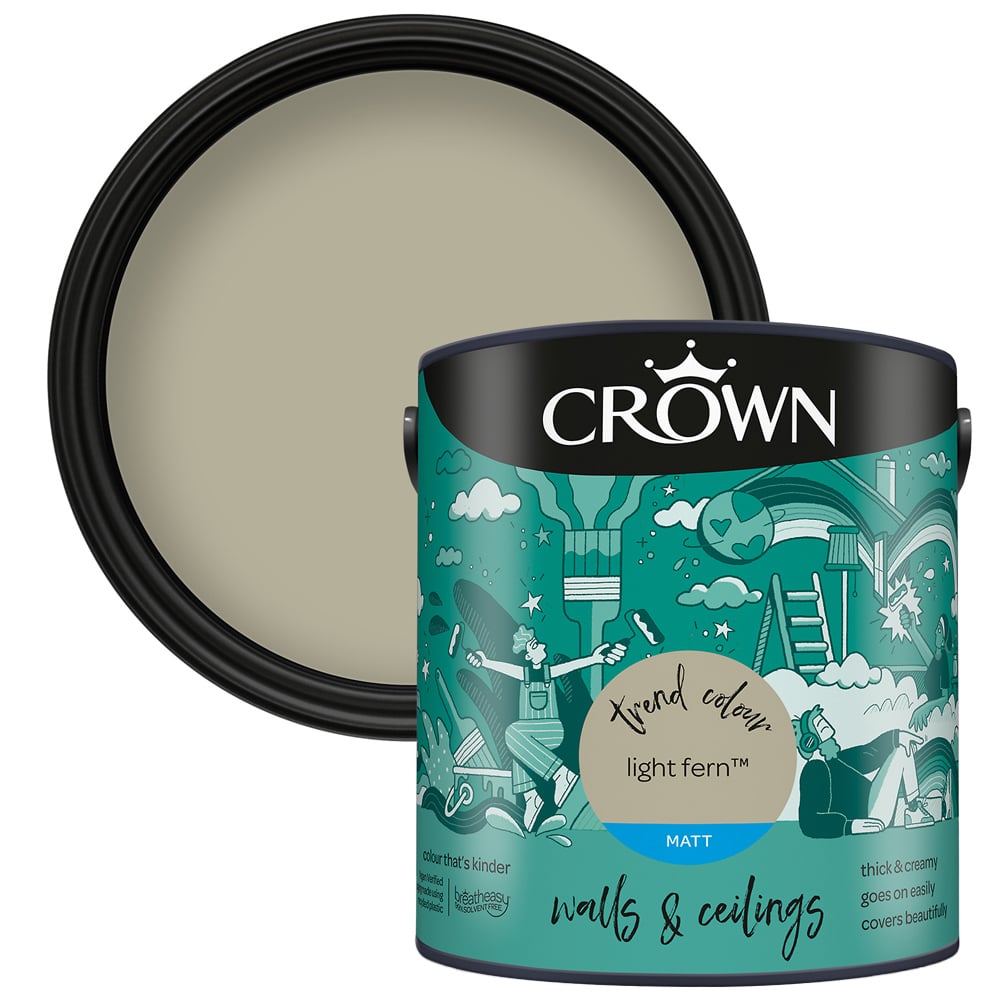 Crown Walls & Ceilings Light Fern Matt Emulsion Paint 2.5L Image 1