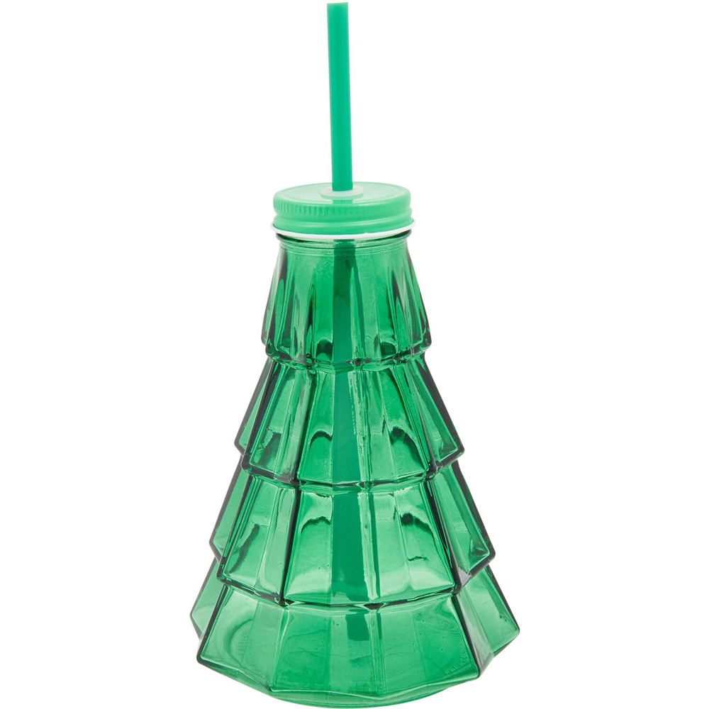 Glass Xmas Tree Drinking Jar Image 3