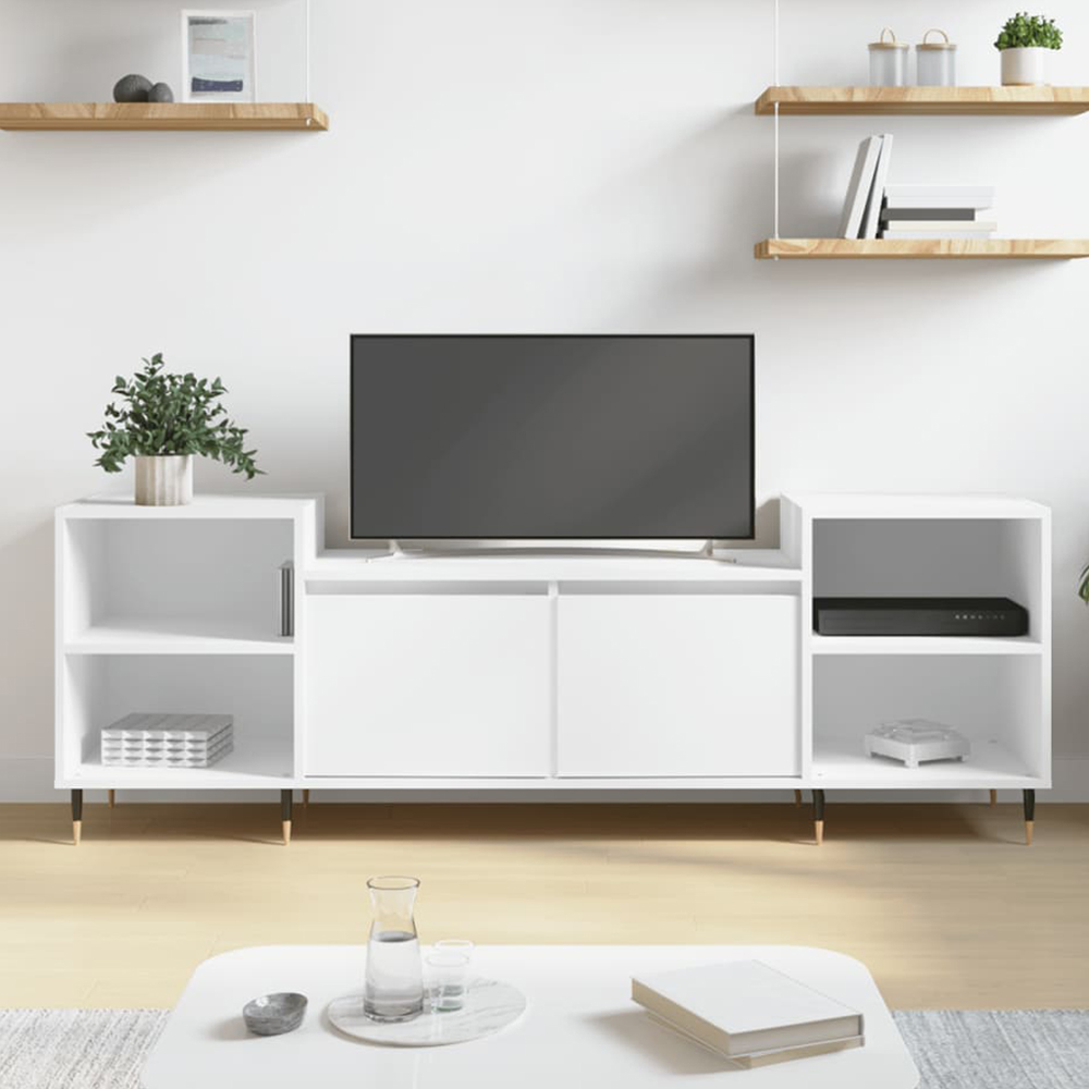 vidaXL 2 Door 4 Shelf White TV Cabinet Image 1