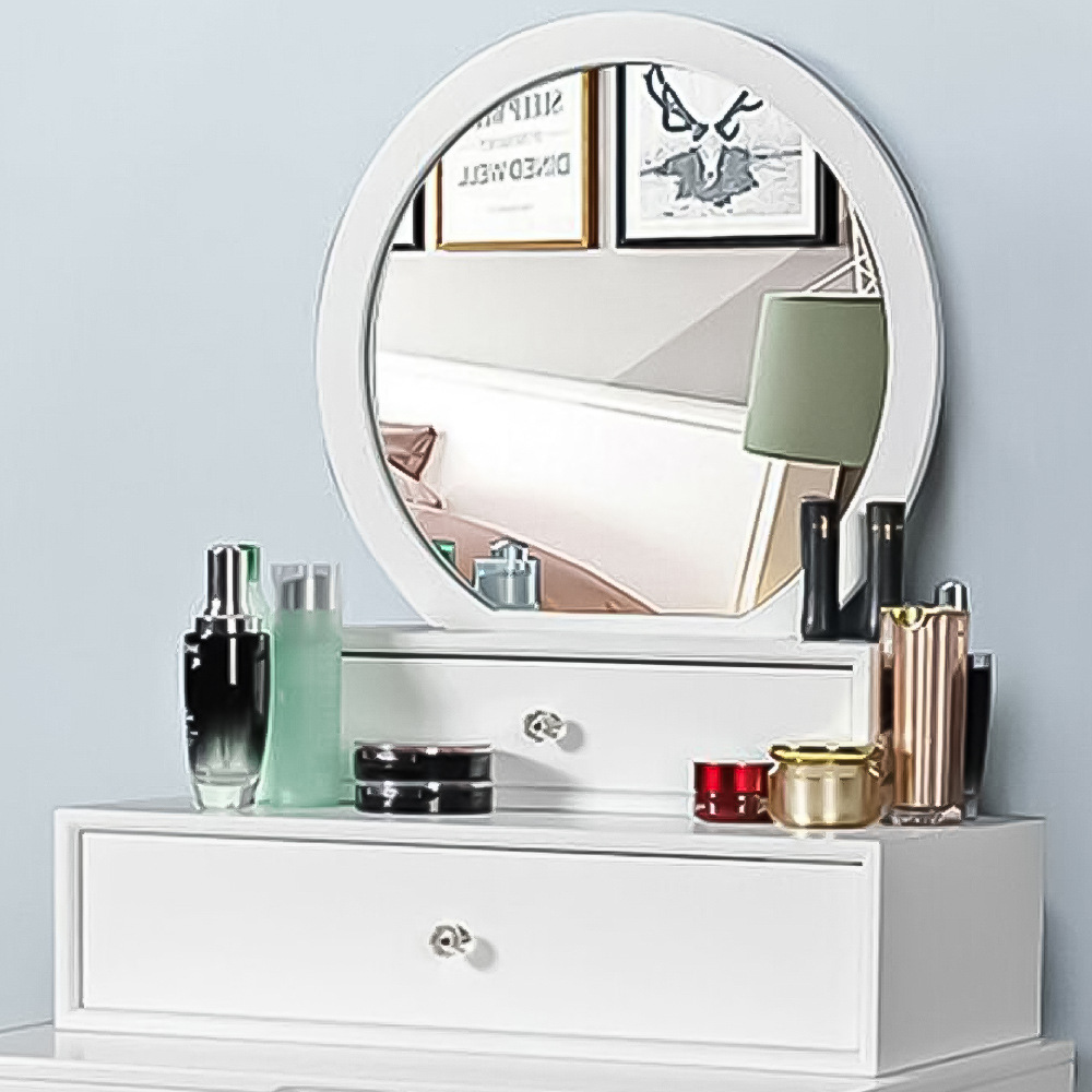 Costway 2 Drawer Wall Mounted Dressing Table with Mirror Image 1