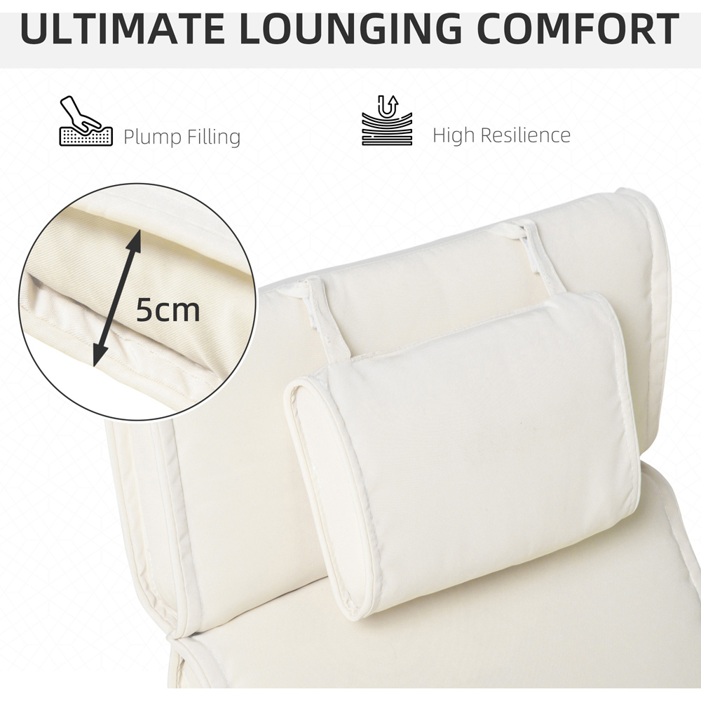 Outsunny White Outdoor Sun Lounger Seat Cushion Image 5