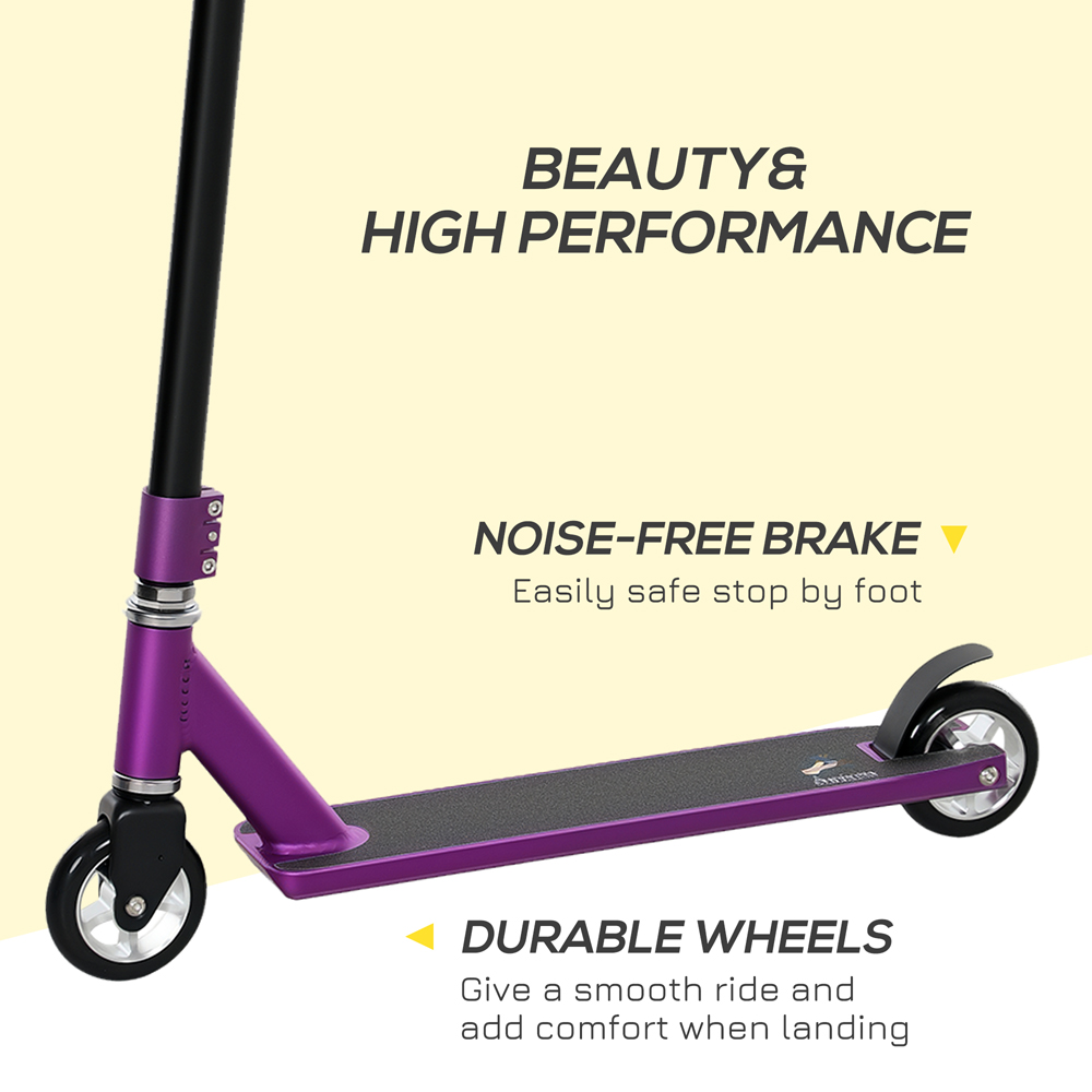 HOMCOM Purple Lightweight Entry Level Complete Trick Kick Stunt Scooter Image 4