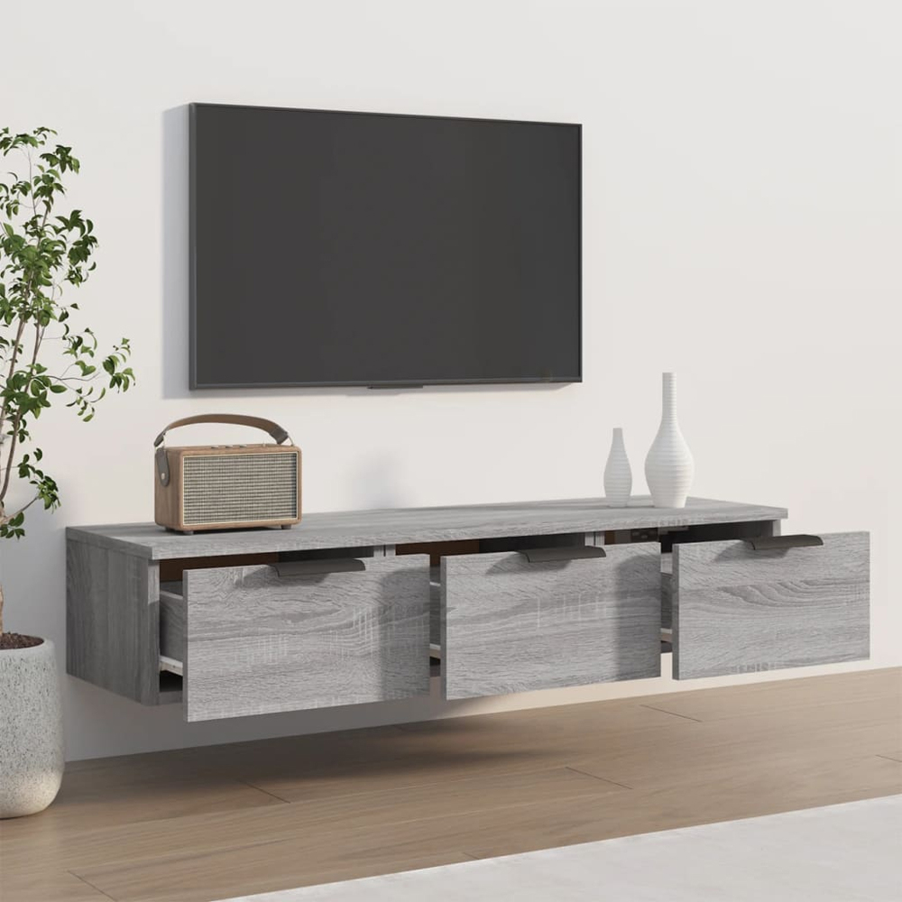vidaXL 3 Drawer Grey Sonoma Wall Mounted Cabinet Image 8