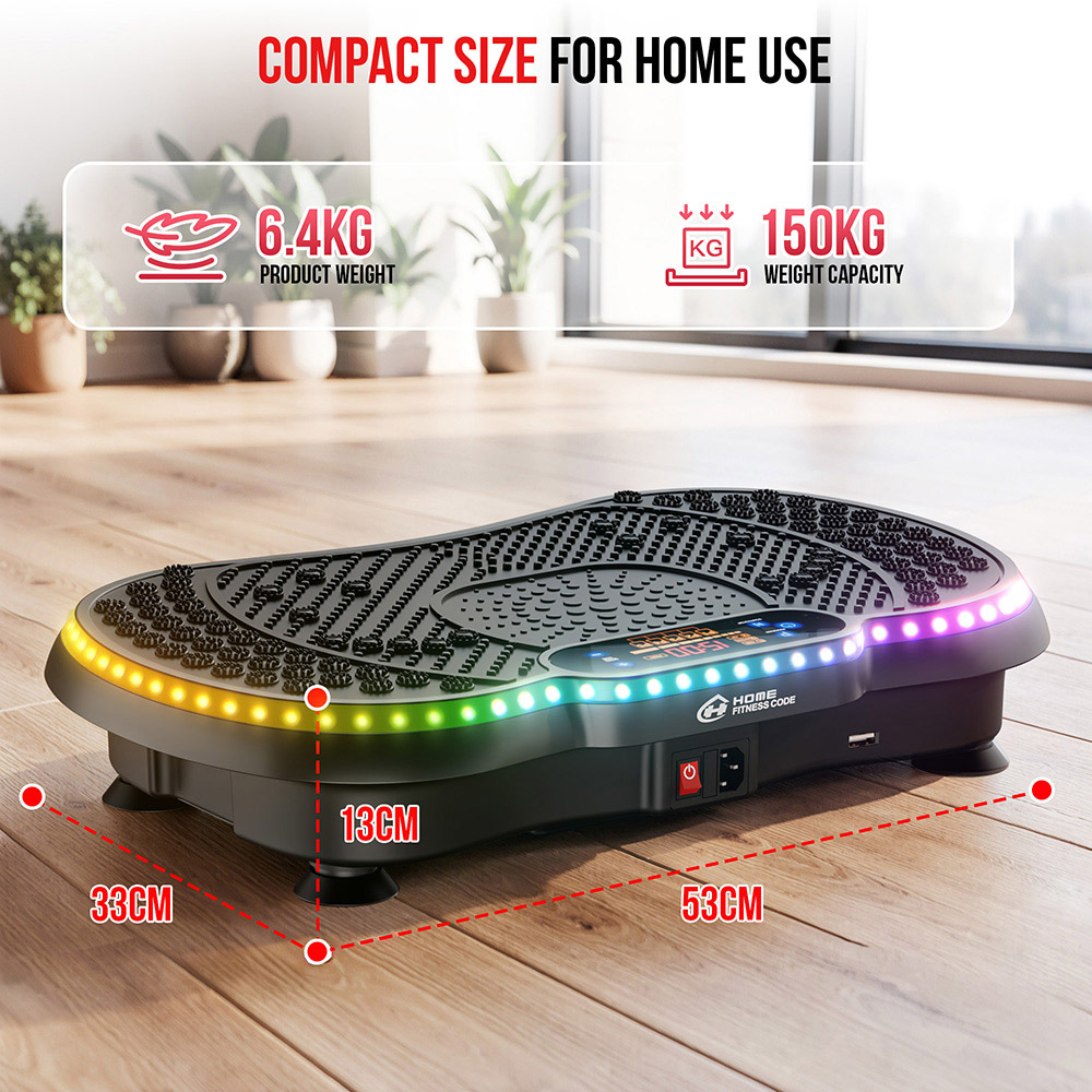 Rattrix Black Vibration Plate Exercise Machine with LED Light and Bluetooth Speaker Image 7