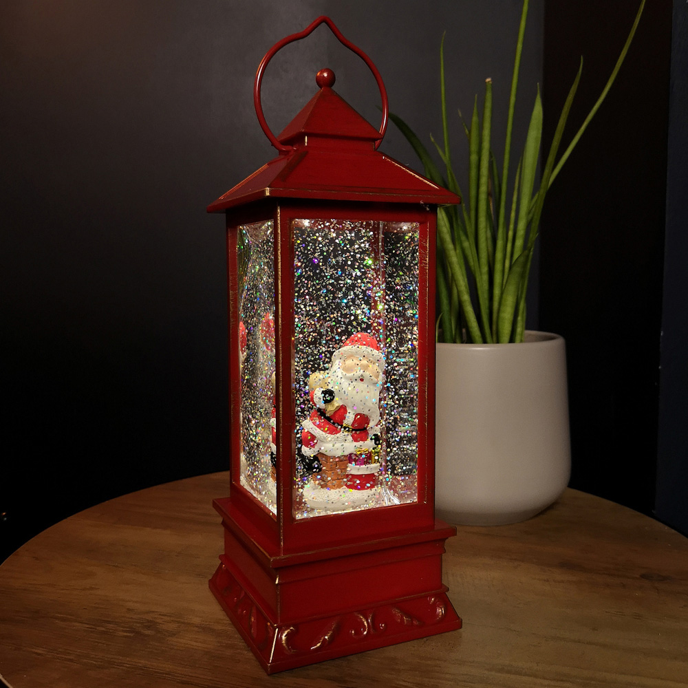 Samuel Alexander Snow Swirl Santa Chimney Lantern Christmas Decoration 29cm Image 2
