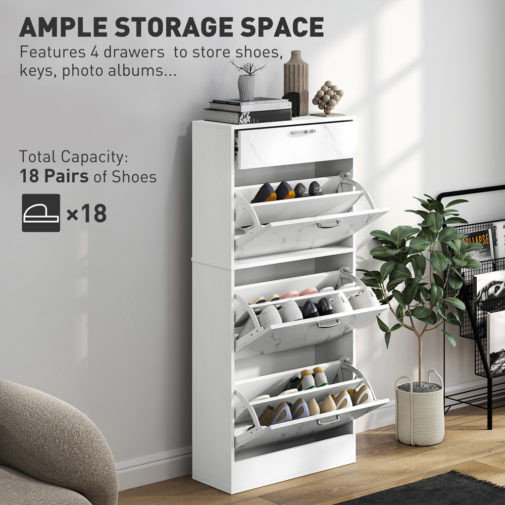 HOMCOM 4 Drawer Black Shoe Cabinet Image 7