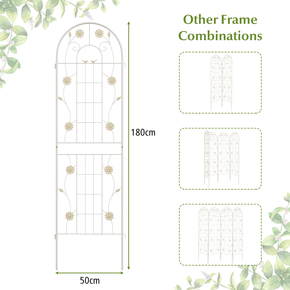 Costway White Metal Garden Trellis 180 x 50cm 2 Pack Image 8