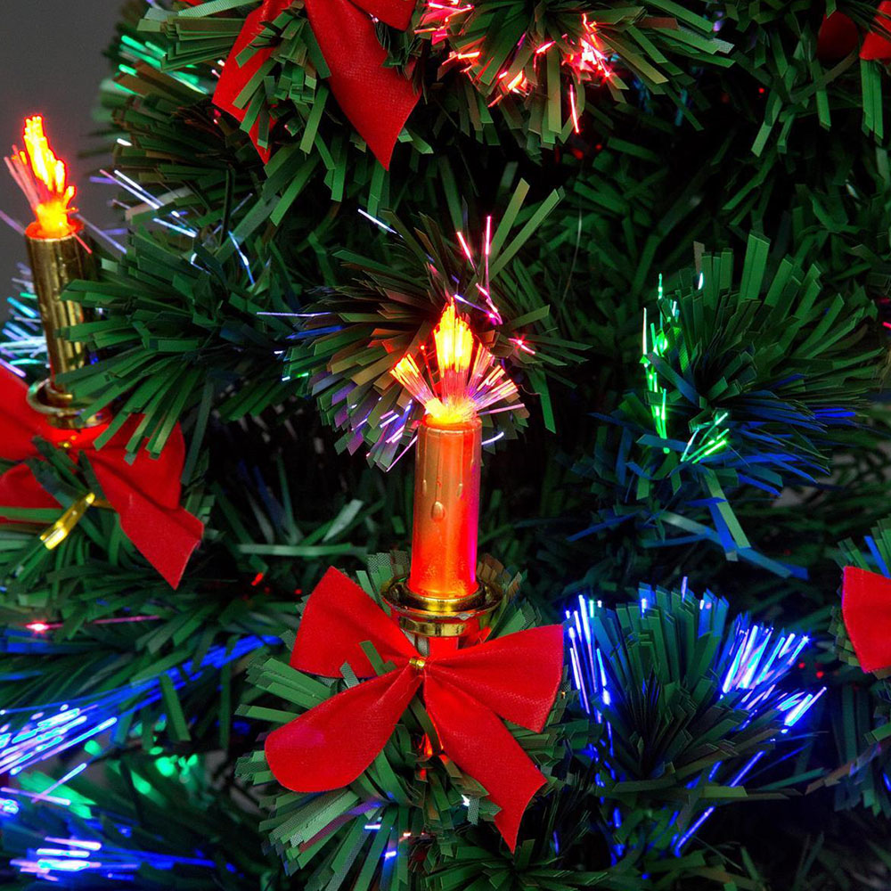 Shatchi Candle and Bow Fibre Optic Artificial Christmas Tree 4ft Image 2