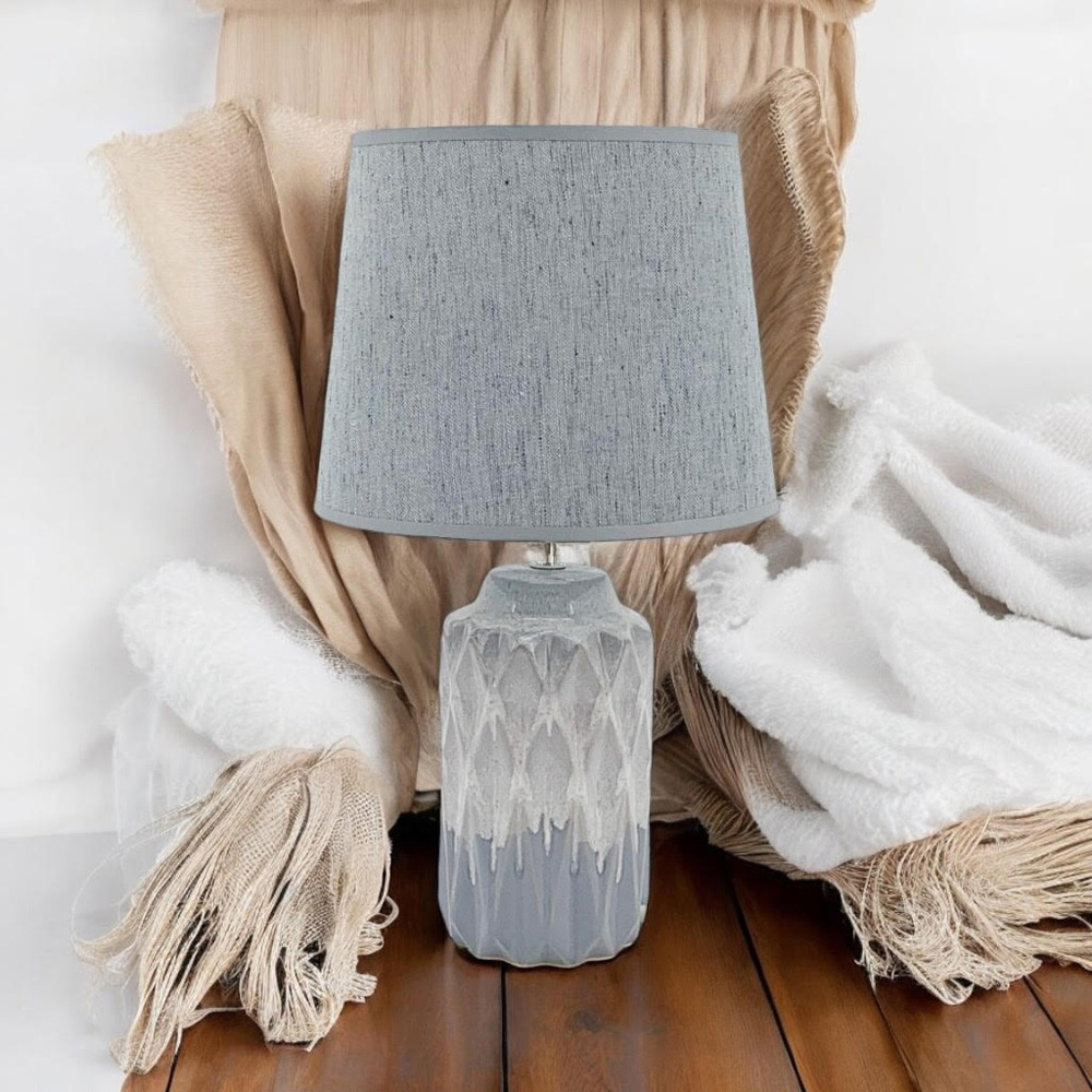 Acacia Home Grey Hand Finished Ceramic Table Lamp Image 2
