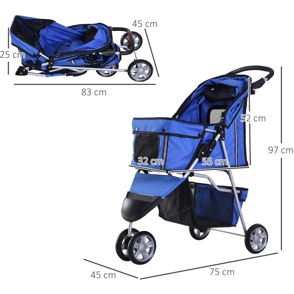 PawHut 3 Wheel Pet Stroller Blue Image 8