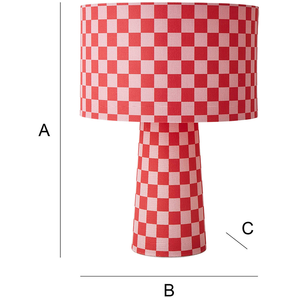 ValueLights Pritchard Pink Checkerboard Drum Shade Full Fabric LED Table Lamp Image 7