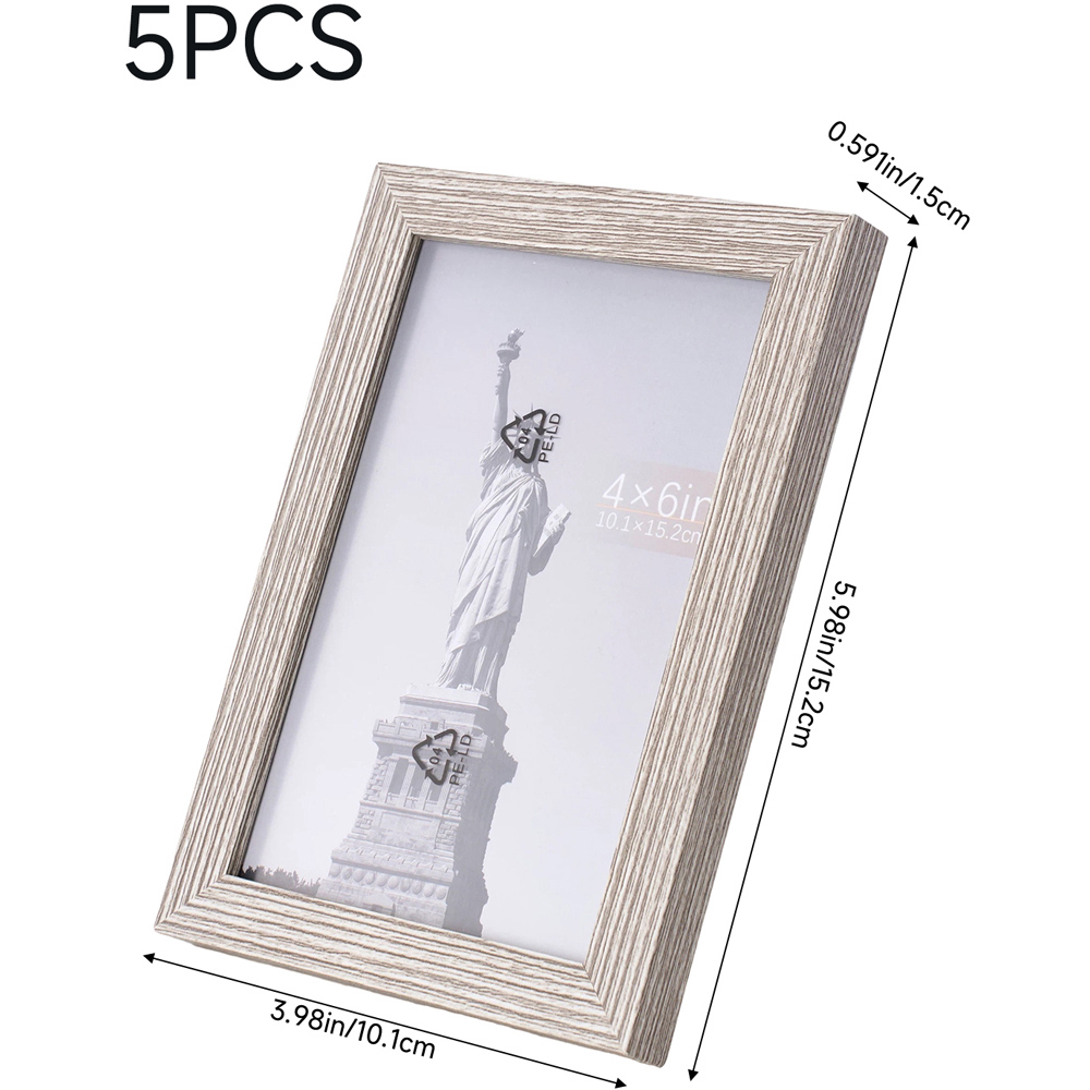 Living and Home Grey Wood Grain Photo Frame 4 x 6 inch 5 Pack Image 8