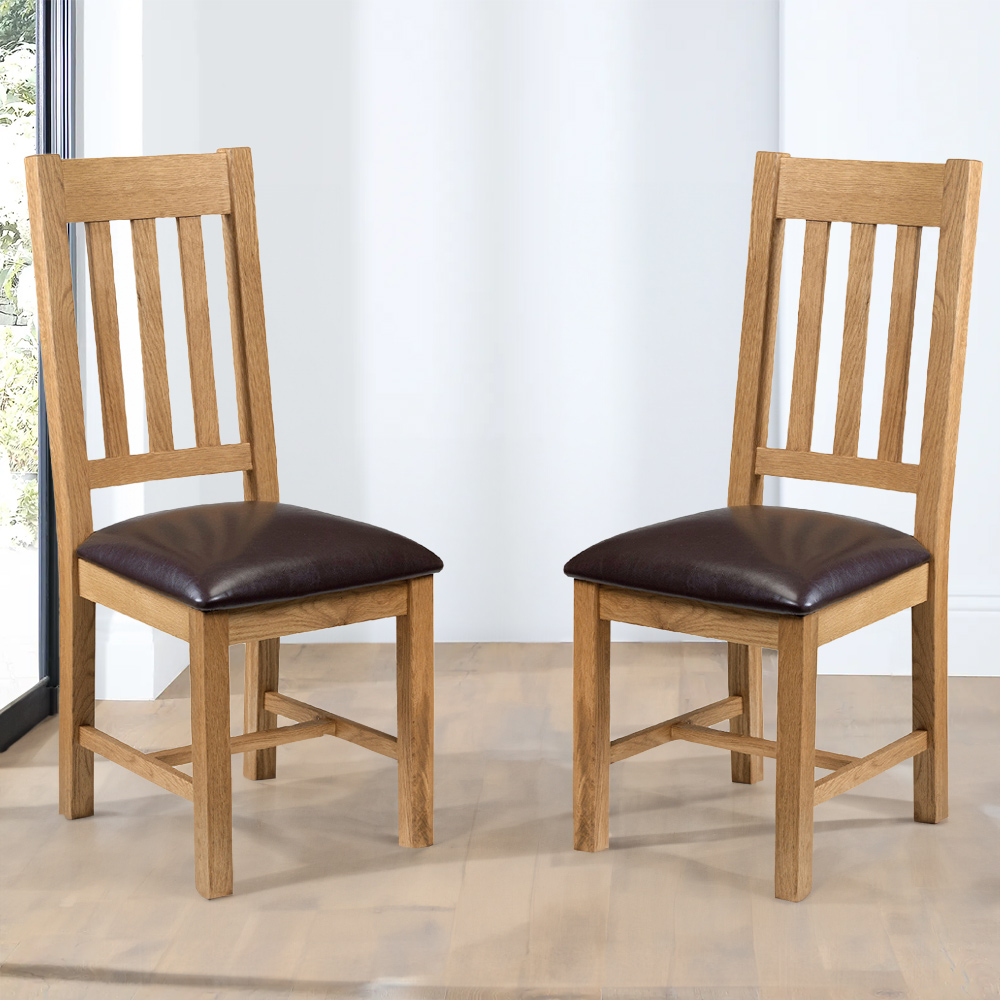 Julian Bowen Astoria Set of 2 Brown and Oak Dining Chair Image 1