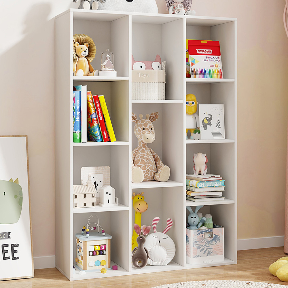 Costway 11 Cube White Geometric Bookshelf Image 1
