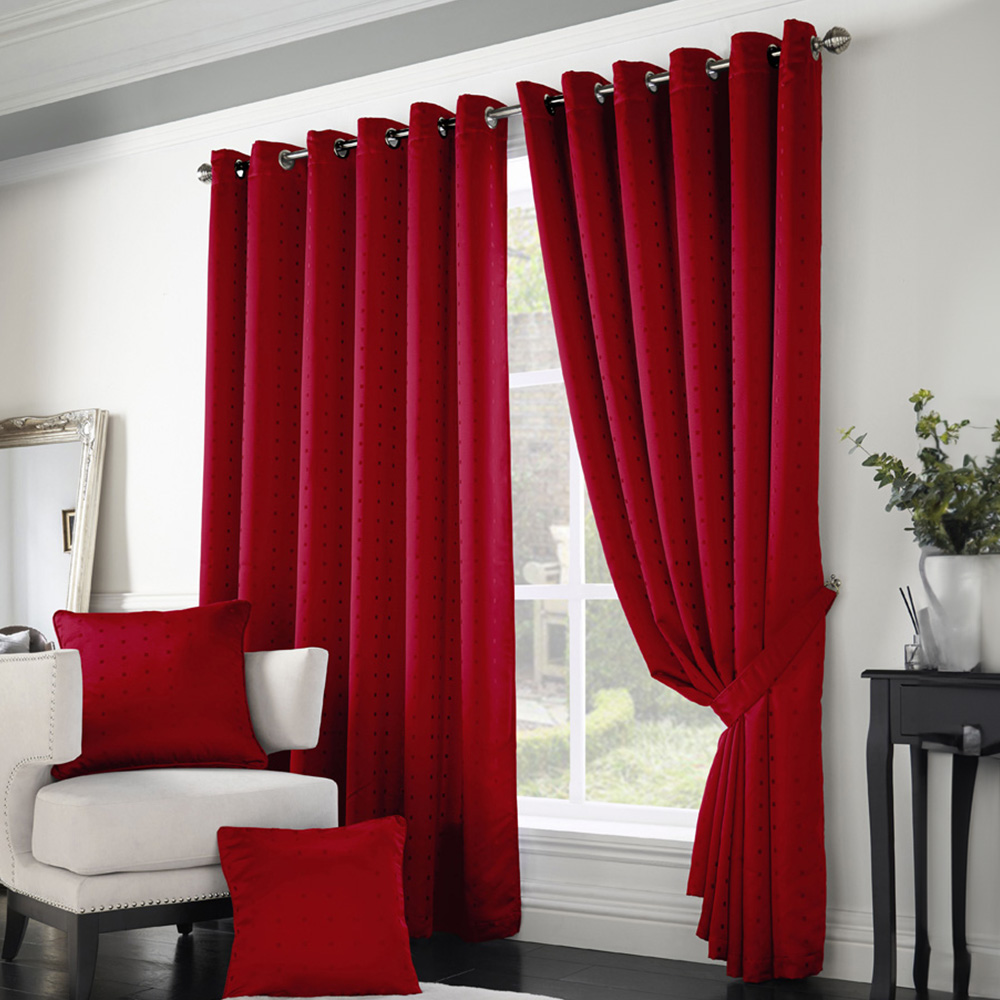 Alan Symonds Madison Red Ring Top Curtain 229 x 274cm Image 1