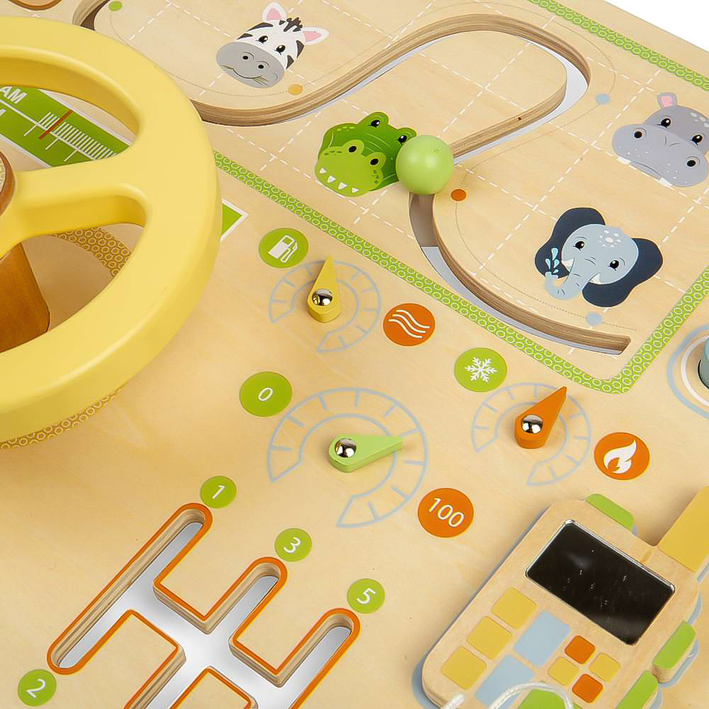 Bigjigs Toys Kids Wooden Jungle Busy Board Montessori Toy Image 7