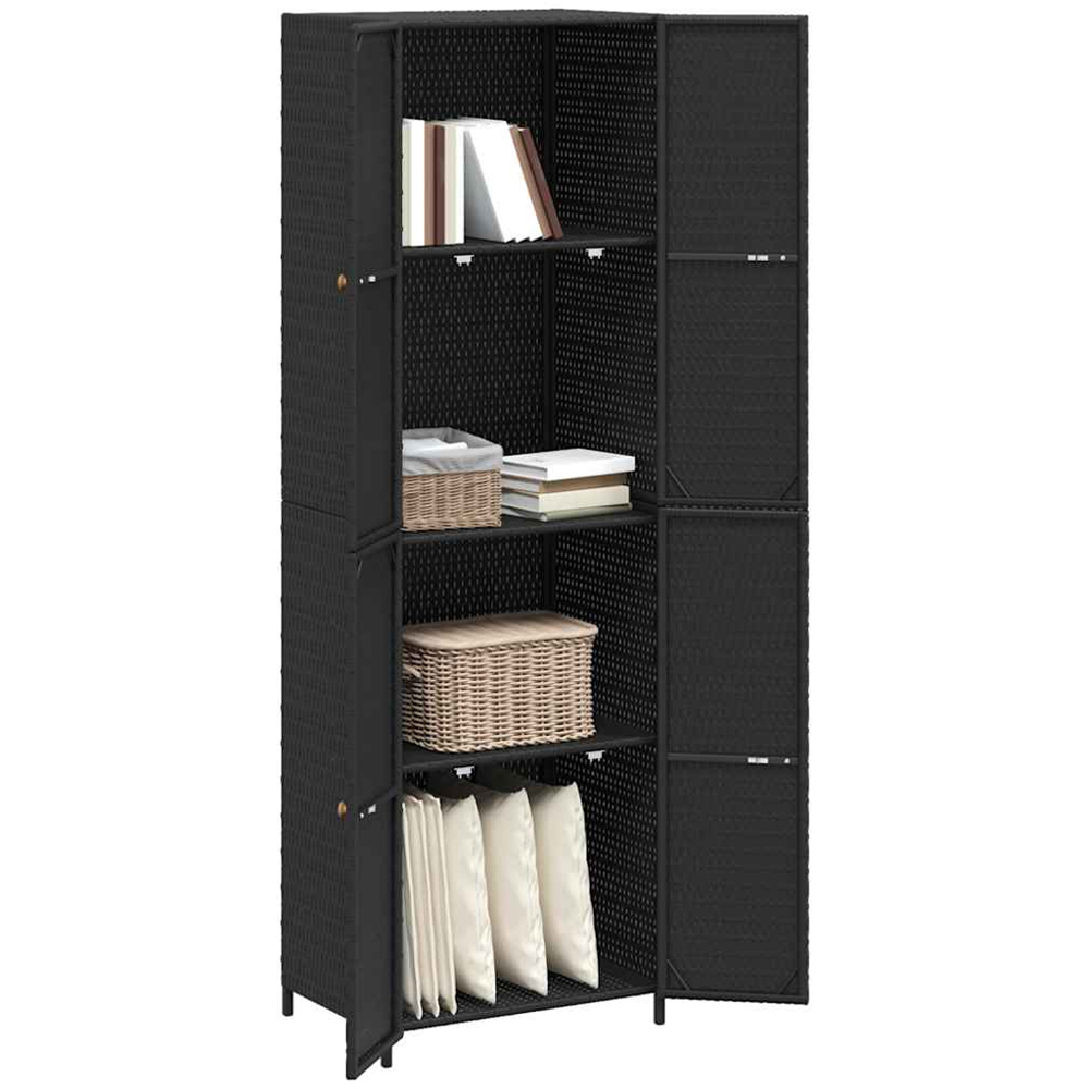 vidaXL 4 Shelf Black Polyrattan Garden Storage Cabinet Image 3