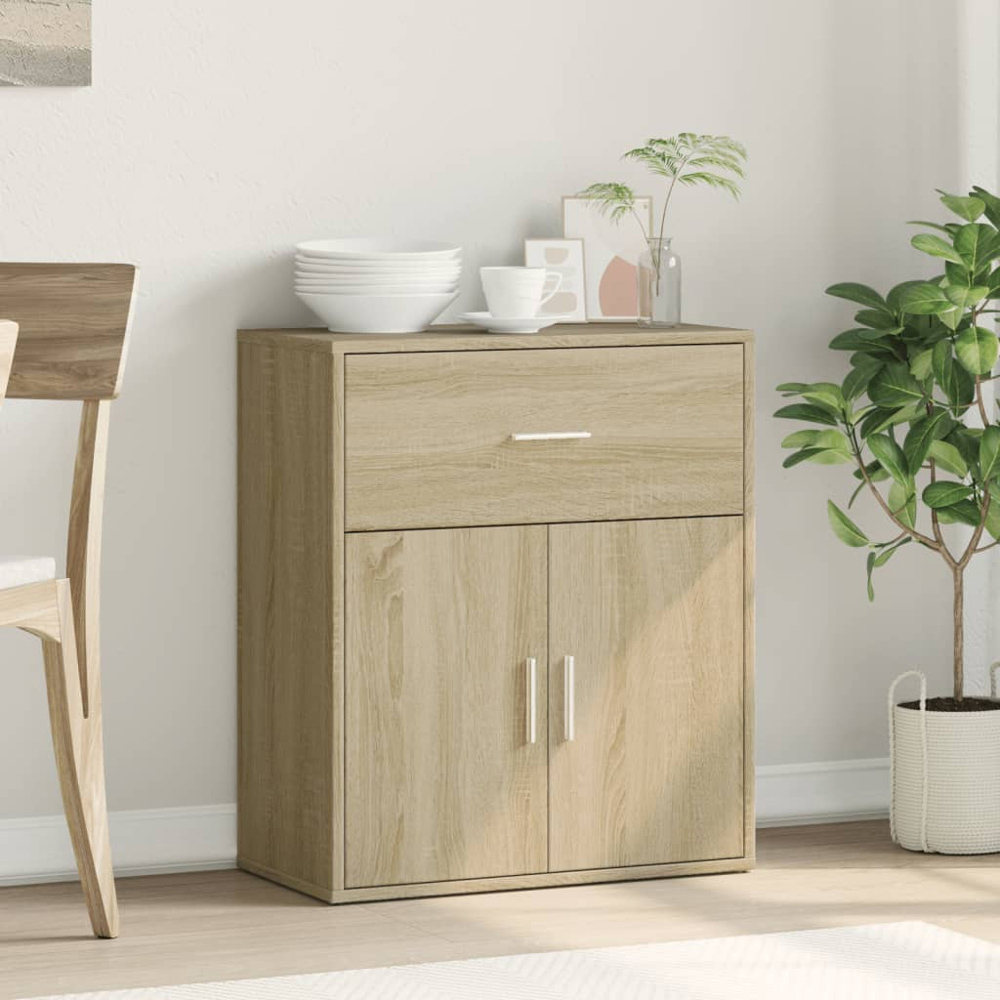 vidaXL 2 Door Single Drawer Sonoma Oak Highboard Image 8