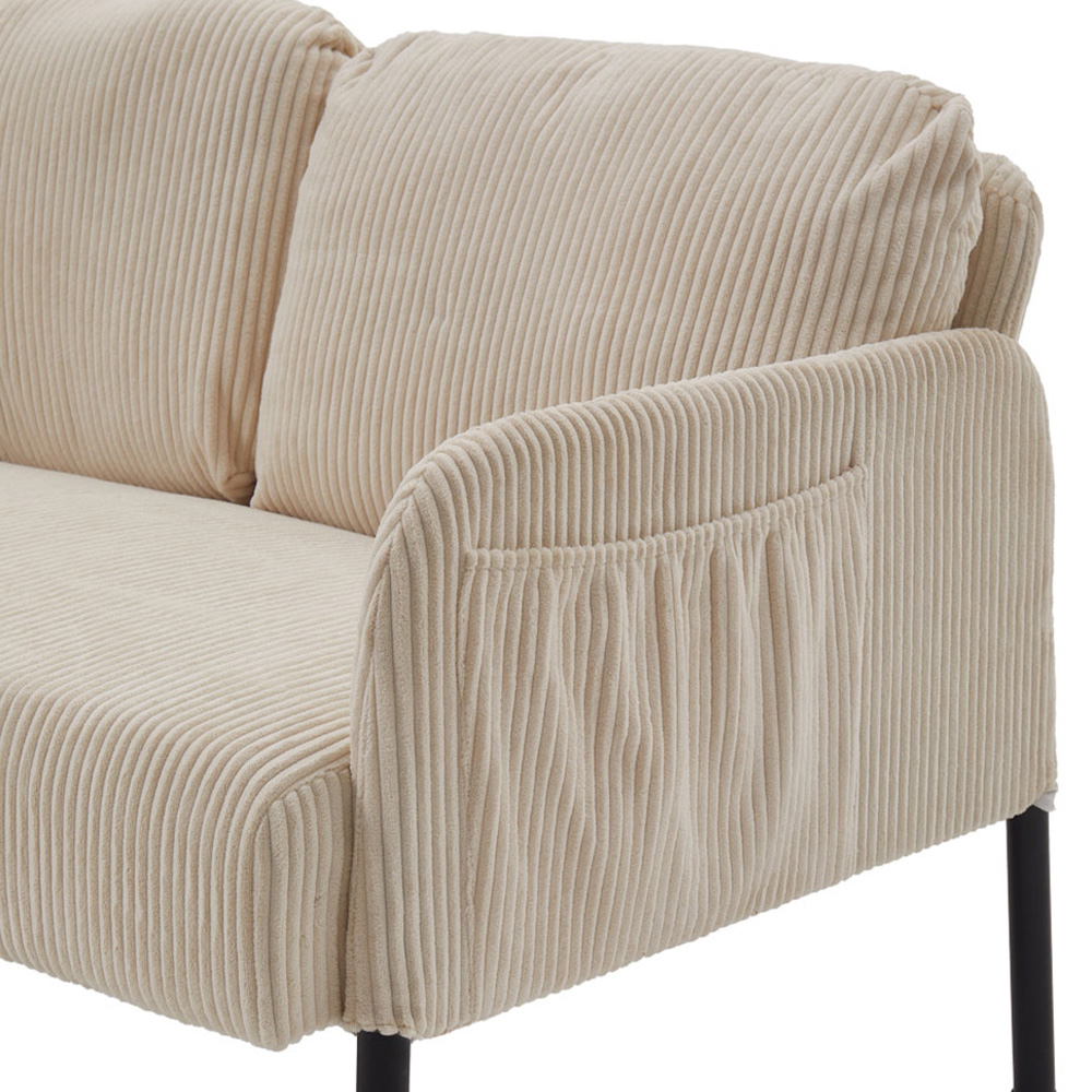 Living and Home 2 Seater Beige Ribbed Corduroy Sofa Image 4
