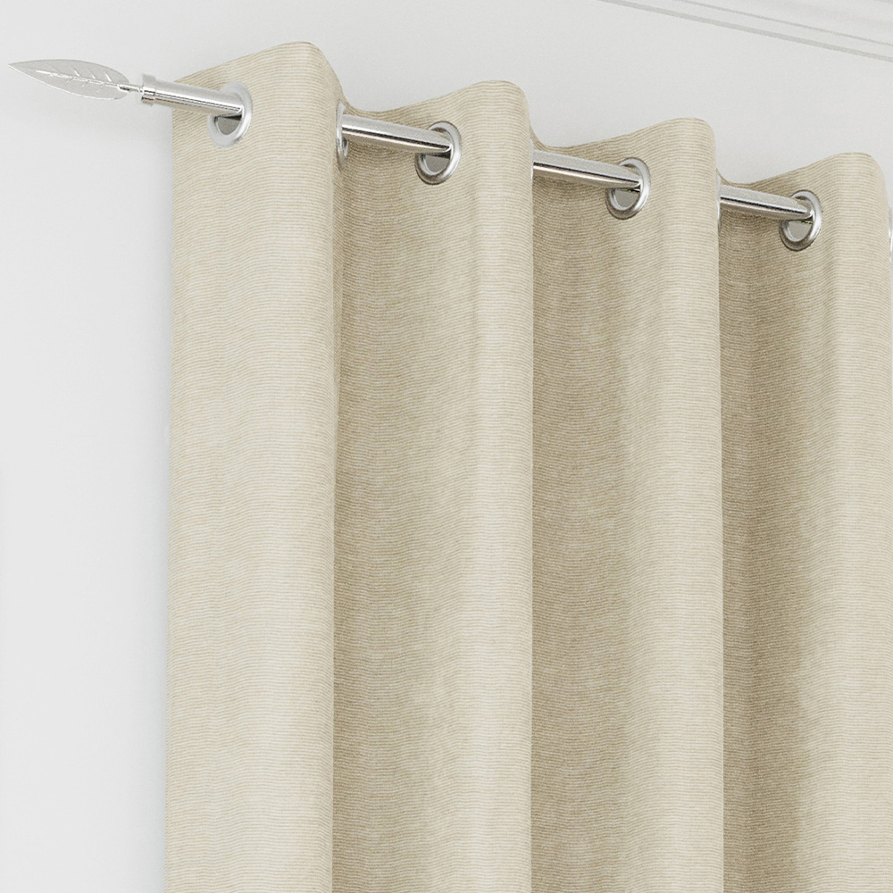 Enhanced Living Knightsbridge Cream Chenille Thermal Blackout Eyelet Curtains 117 x 183cm Image 2