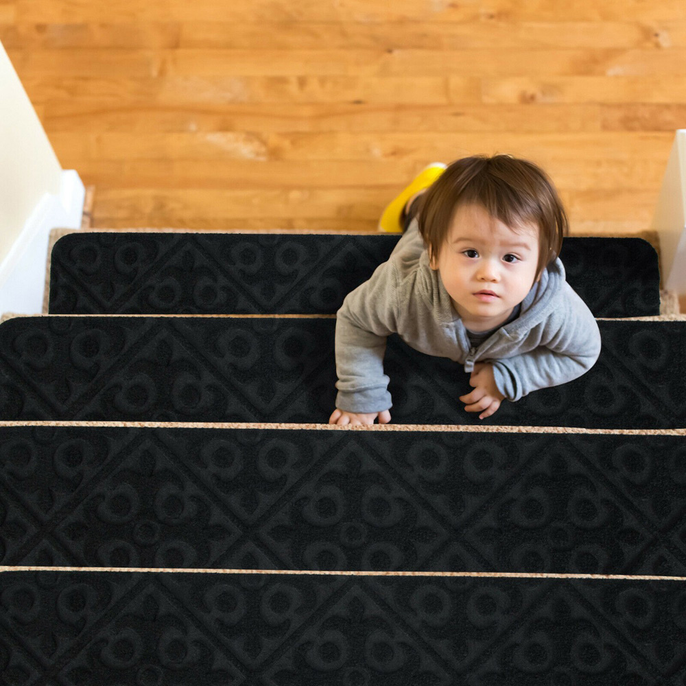 Costway Black Non Slip Reusable Stair Mat 20 x 76cm Image 3