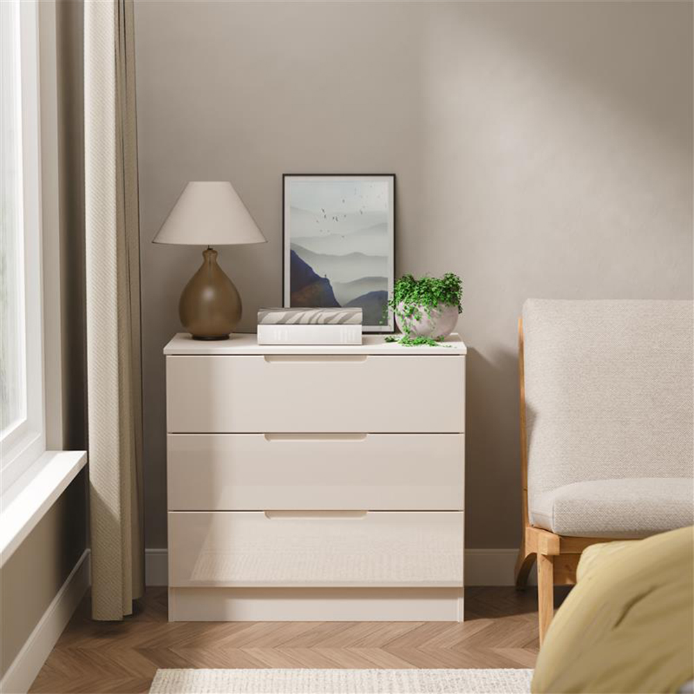 Crowndale Milan 3 Drawer Kashmir Gloss and Kashmir Chest of Drawers Ready Assembled Image 7