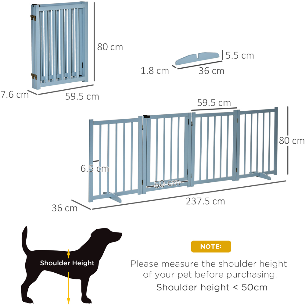 PawHut Blue Freestanding Pet Safety Gate with Support Feet Image 6
