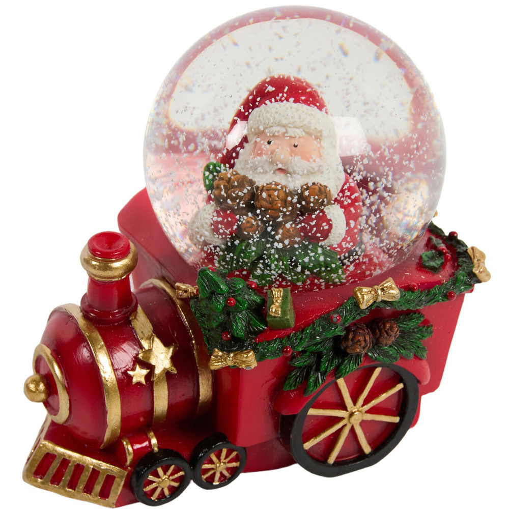 Santa Snowman Train Snow Globe Image 2