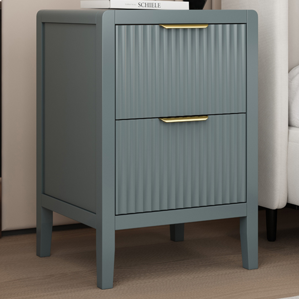 Castel 2 Drawers Grey Bedside Table Image 1