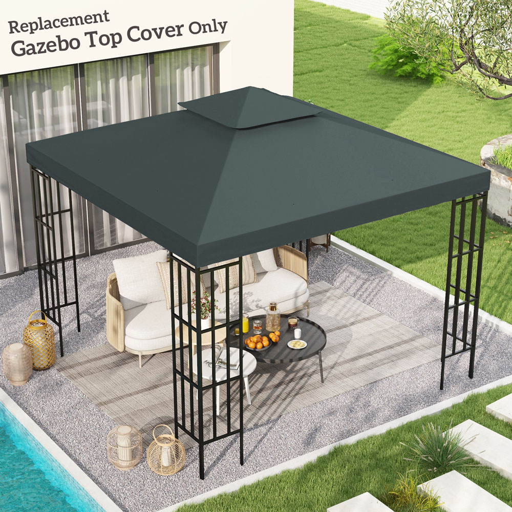 Outsunny 3 x 3m Charcoal Grey 2 Tier Gazebo Top Cover Replacement Canopy Image 3