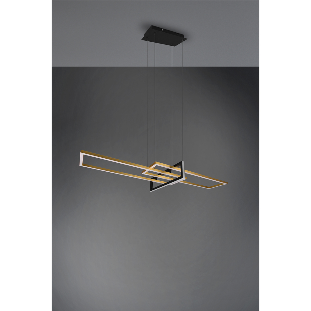 TRIO Salinas Matt Brass Rectangular LED Pendant Light Image 6