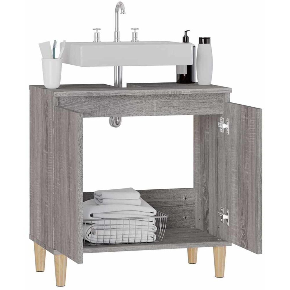 vidaXL 2 Door Grey Sonoma Bathroom Sink Cabinet Image 6