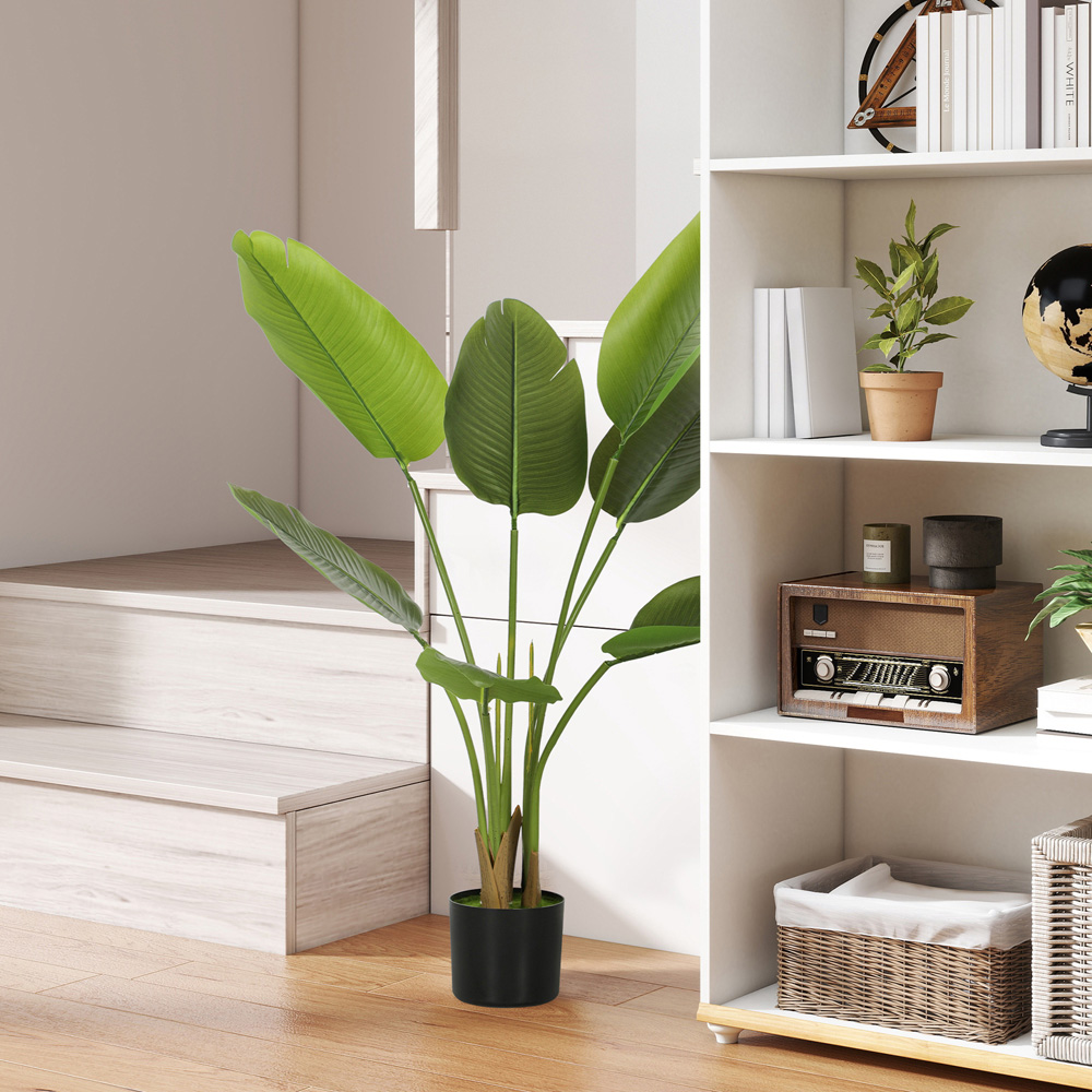 HOMCOM Green Bird of Paradise Artificial Plant Pot with Flocking 109cm Image 2