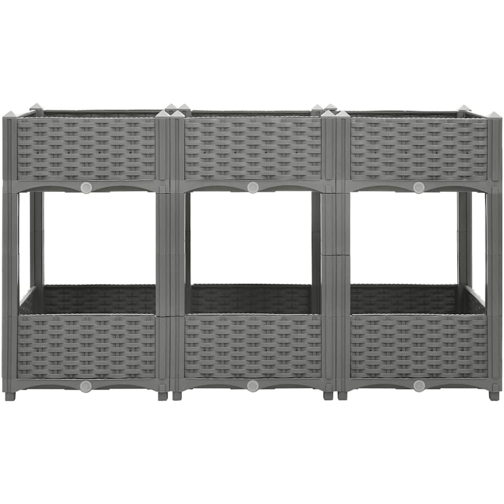 vidaXL 2-Tier Grey Plastic Garden Raised Bed 120 x 40 x 71cm Image 3