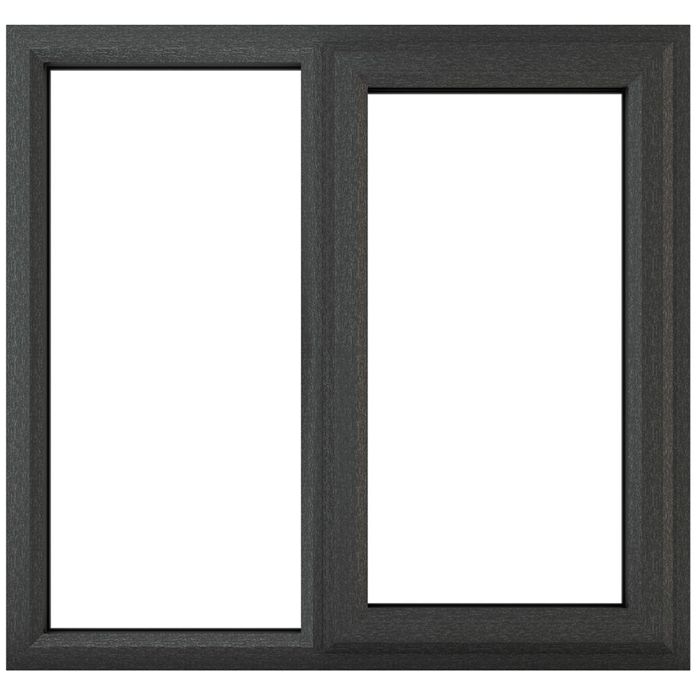 Crystal uPVC Triple Glazed Window RH Side Hung Next to a Fixed Grey White Clear Glass 1190x1115mm Image 1