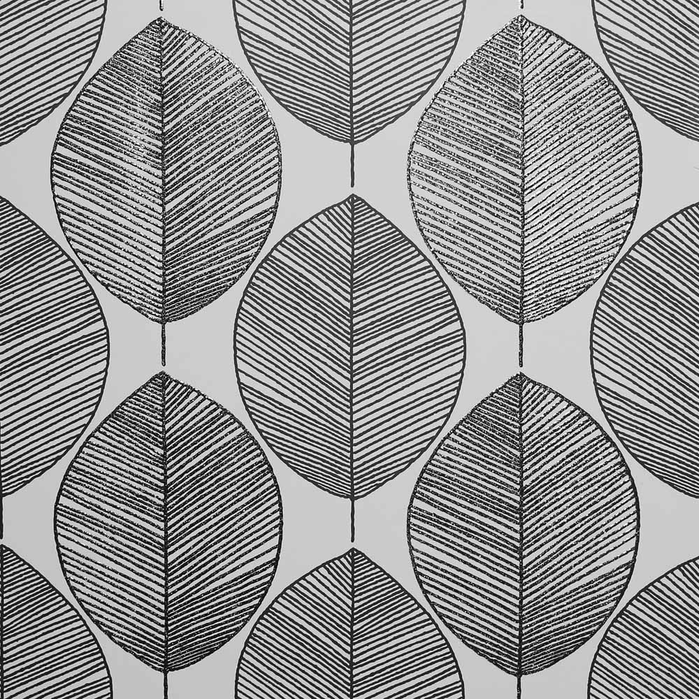 Arthouse Scandi Leaf Black and White Wallpaper Image 1
