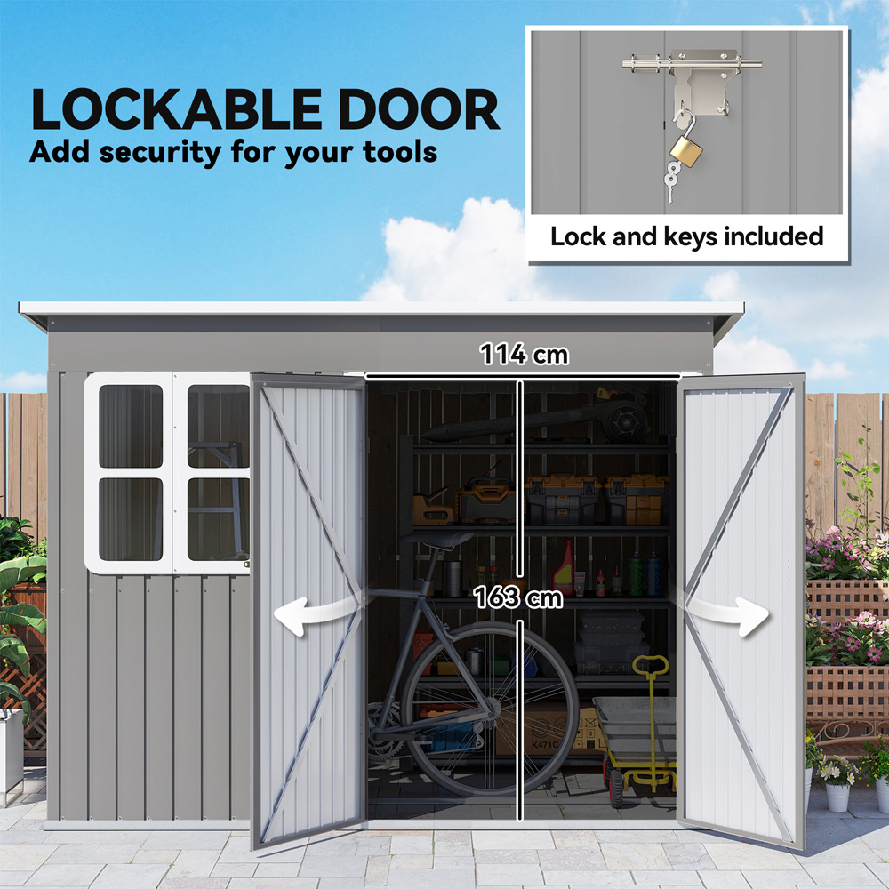 Outsunny 8.5 x 6ft Grey Galvanised Steel Garden Shed with Foundation Kit Image 7
