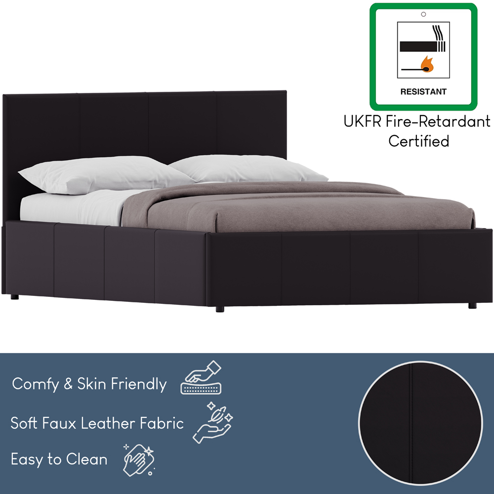 Vida Designs Lisbon Double Black Faux Leather Ottoman Bed Frame Image 7